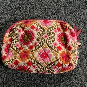 Vera Bradley Pink and Orange Floral Quilted Pouch
